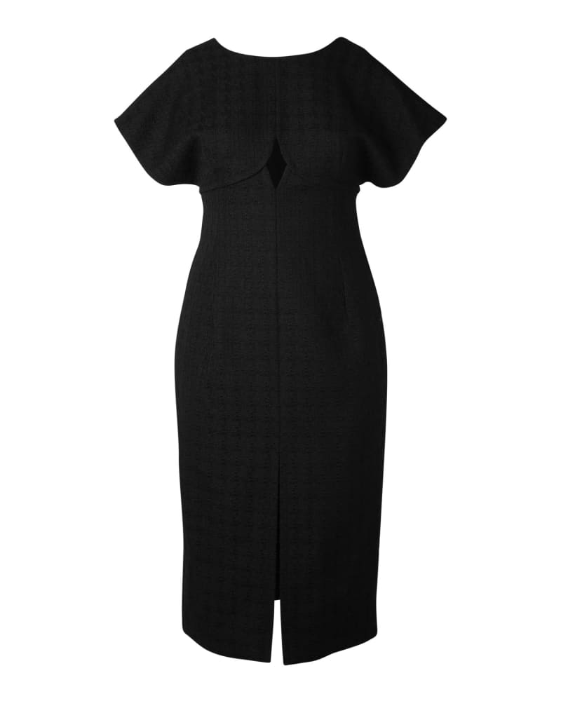 Front of a size 14 Drop Sleeve Column Dress in Black by Carolina Herrera. | dia_product_style_image_id:290543